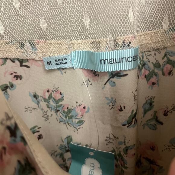 NWT Maurices Lightweight Mesh Back Ruffle Dress Medium Floral Ivory Pink - Picture 6 of 16